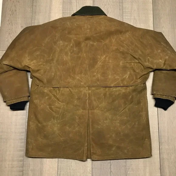 CC Filson Tin Cloth Packer Coat Jacket Mens L Brown Oil Finish Wool Liner USA - Picture 3 of 16